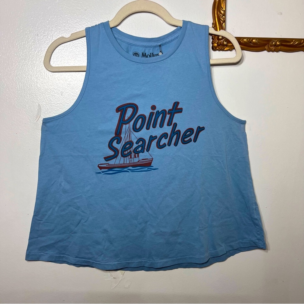 Point Searcher Mollusk Tee XS New With Tags Blue Sleeveless 100% Cotton Surfer